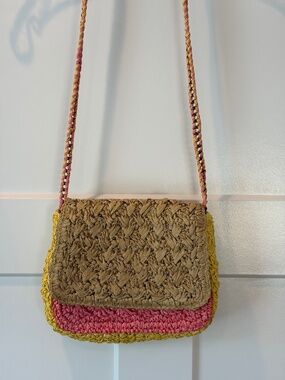 J crew raffia multi color bag